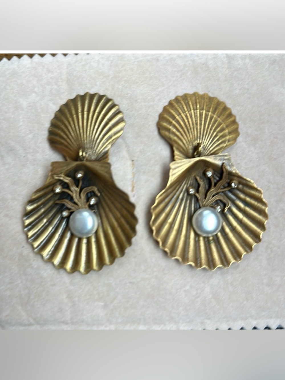 Joseff of Hollywood vintage earrings, shells, 1940’s ca, American